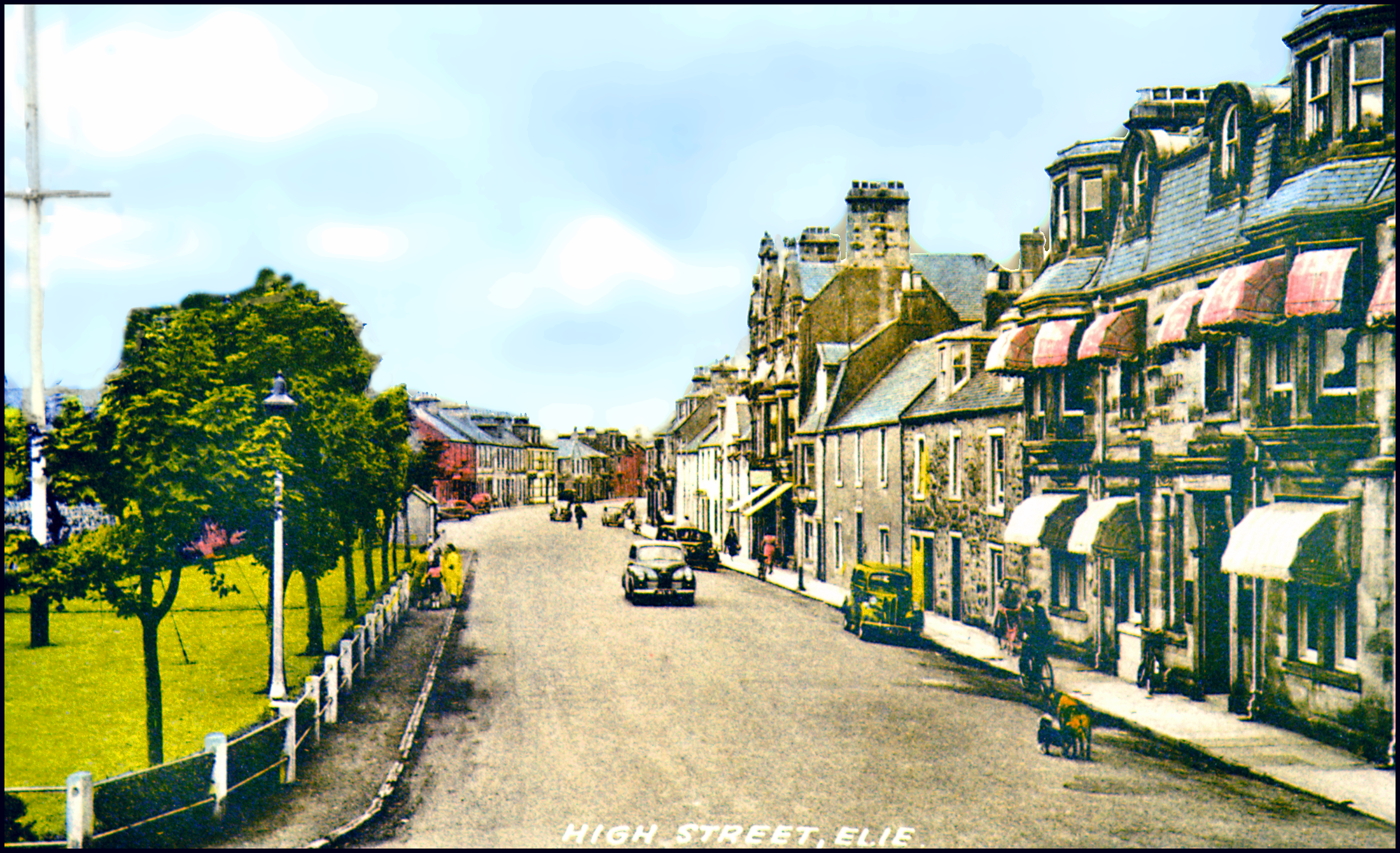 Old picture postcard of Elie High Street